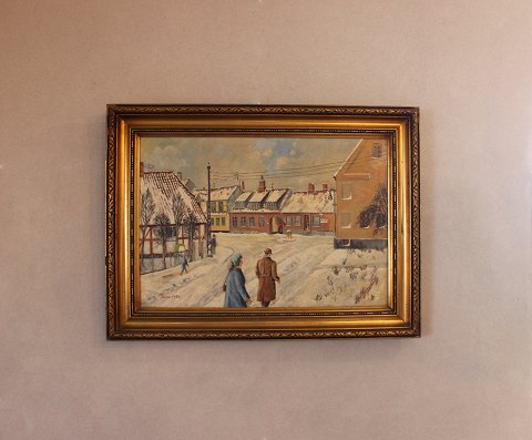 Oil painting titled "Christmas 1956" signed by Poul Vilhelm Larsen.
5000m2 showroom.