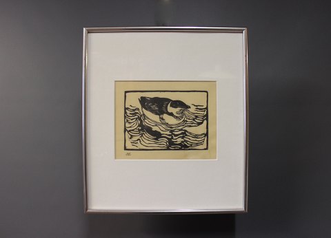 Woodcut on japanese paper signed with monogram in the print by Johannes Larsen.
5000m2 showroom.
