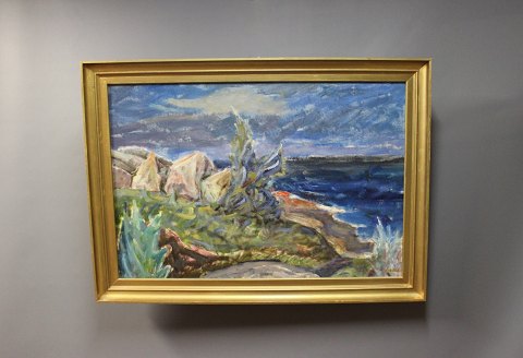 Oil painting on canvas signed Frode A. by Frode Andersen 1964 from Bornholm.
5000m2 showroom.