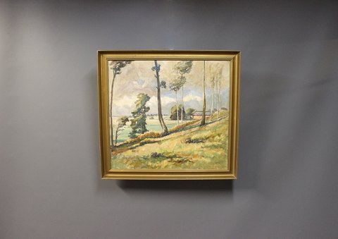 Oil painting on canvas of landscape signed Egon Lenskjold 1946.
5000m2 showroom.