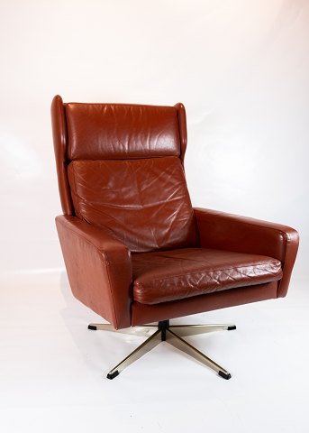 Armchair - Red-brown Elegance Leather - Danish Design - 1970
