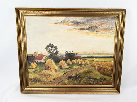 Oil painting with harvest motif and gilded frame, from 1951.
5000m2 showroom.