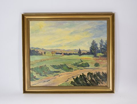 Oil painting with nature motif and gilded frame, signed V. Hartnack by Valdemar 
Hartnack  1895-1969.
5000m2 showroom.
