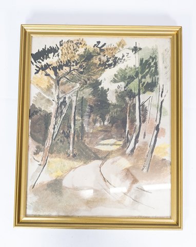 Maleri med motiv af Anholt og forgyldt ramme, af Harald Hansen 1890-1967.
5000m2 udstilling.
