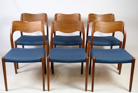 Set of six dining chairs, Model 71, Niels O. Møller (1920-1982), teak wood, J.L 
Møllers Møbelfabrik, 1960
Great condition
