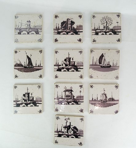 10 Maganlilla Keramikfliser - Hollansk - 1800 tallet
Flot stand
