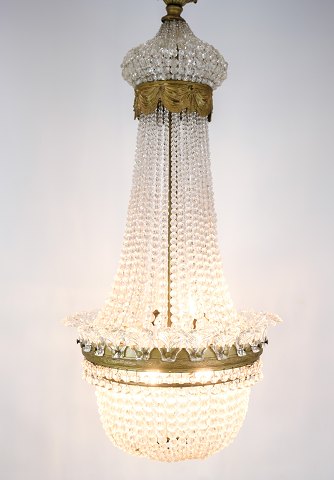 Antique Prism Chandelier - Decorated With Brass, Bronze & Gilt & Crystals - From 
Year 1890
Great condition
