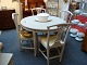 Gustavian gray painted dining table with 3 leaves island: 107 cm and 4 chairs 
around year 1880 in perfect condition 5000 m2 showroom