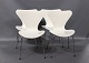 Arne Jacobsen Model 3101  4 white painted chairs. 5000m2 Showroom