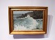 Oil painting with motif of crashing waves on a danish beach and with a gilded 
frame. 
5000m2 showroom.
