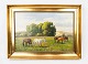 Oil painting with horse motif and gilded frame by Niels Christiansen 
(1873-1960).
5000m2 showroom.