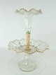 Large glass center piece, decorated with coloured glass from Funen
