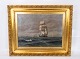Oil painting with marine motif with gilded frame signed Carl Locher.
5000m2 showroom.