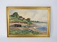 Oil painting with beach motif and gilded frame, signed AJ.
5000m2 showroom.
