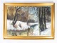 Oil painting with winter motif and gilded frame, unknown signature from the 
1930s. 
5000m2 showroom.