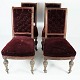 Set of four dining room chairs of mahogany and upholstered with bordeaux velvet 
from the 1920s.
5000m2 showroom.