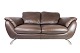2 personers sofa polstret med brunt læder og stel af metal, fremstillet af 
Italsofa. 
5000m2 udstilling.