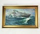 Painting on canvas with marine motif and gilded frame signed JN by Jens Nielsen 
in 1938.
5000m2 showroom.