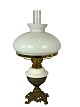 Kerosene lamp of patinated brass with shade of white opaline glass from around 
1860. 
5000m2 showroom.
Great condition
