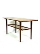 Coffee table in teak with paper cord shelf of Danish design from the 1960s. 
5000m2 showroom.
Great condition
