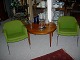 two very nice green chairs with steelegs.
Good condition 
danish design  from 1960 .