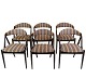 Set Of 6 Dining Chairs - Model 31 - Dark Wood - Upholstered With Striped Fabric 
- Kai Kristiansen - Schou Andersen - 1960s
Great condition
